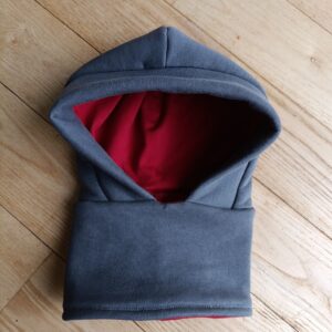Snood à capuche gris foncé/ bordeaux