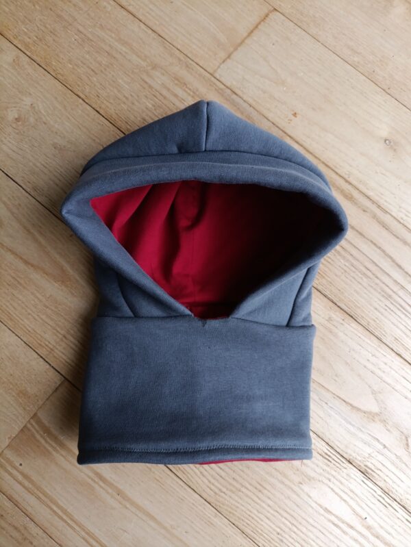 Snood à capuche gris foncé/ bordeaux