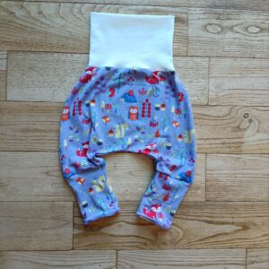 sarouel évolutif bébé motif forêt violet avec renards