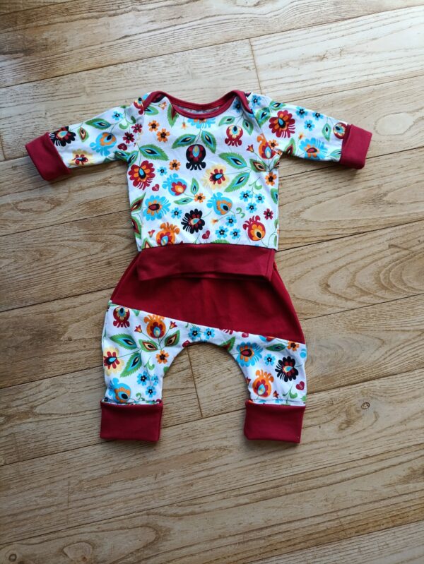 ensemble évolutif bébé sarouel et tee-shirt manches longues fleurs de printemps