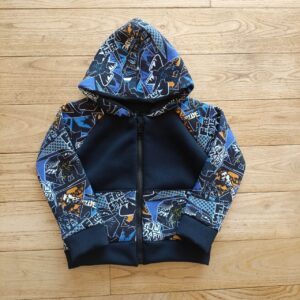 sweat enfant zippé motif snowboard bleu marine