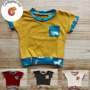 photo du tee-shirt bébé personnalisable avec plusieurs exemples