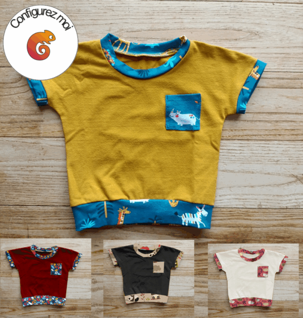 photo du tee-shirt bébé personnalisable avec plusieurs exemples