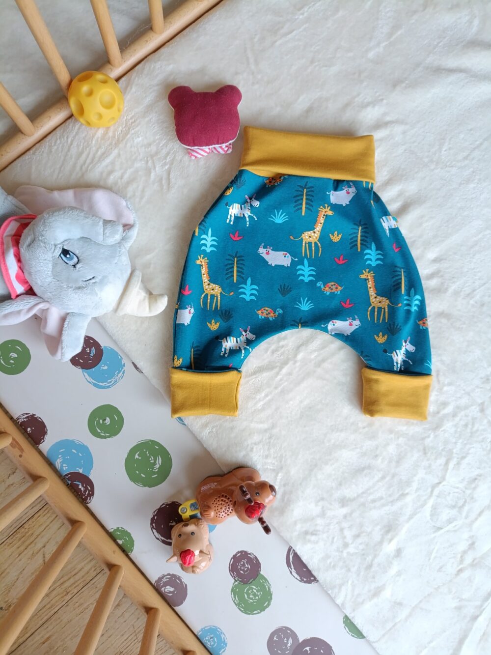 Sarouel bébé Animaux - début de taille à plat