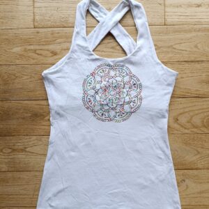 Débardeur femme dos croisé - Blanc / Mandala