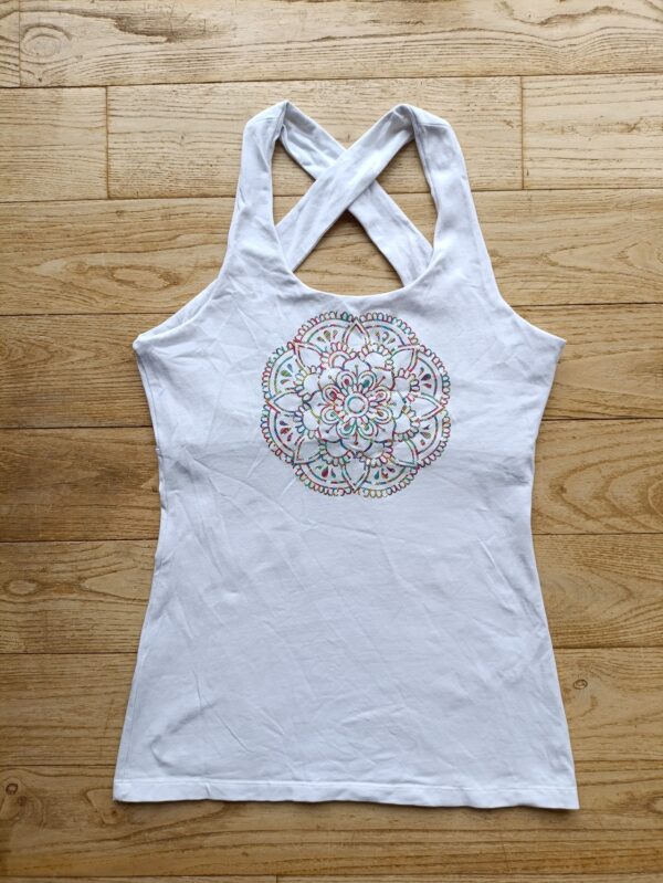 Débardeur femme dos croisé - Blanc / Mandala