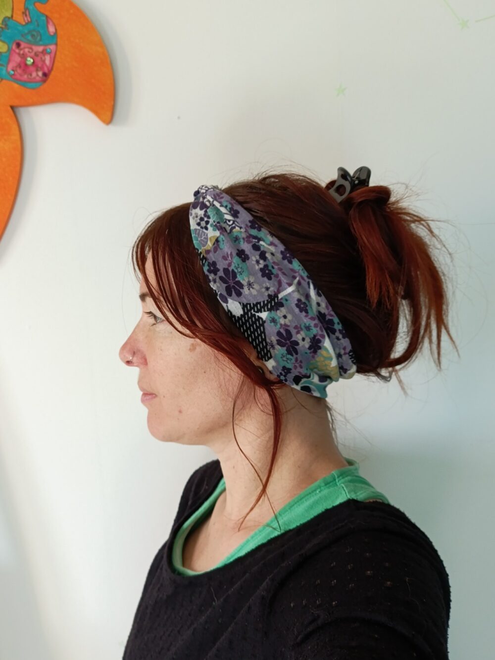 bandeau cheveux fleurs bleues