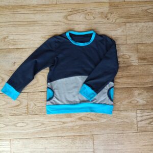 sweat enfant tricolore poches rondes