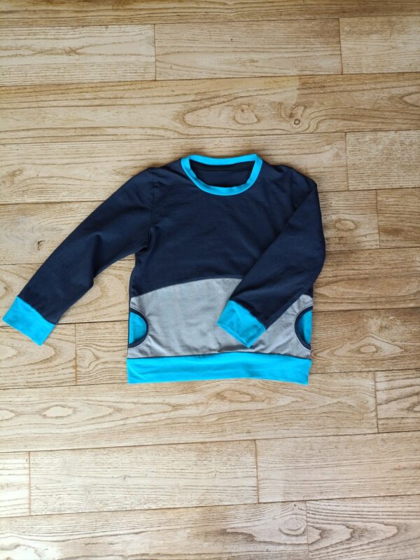 sweat enfant tricolore poches rondes