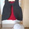 gilet de berger bébé évolutif tissu fausse fourrure noire, doublé jersey bordeaux