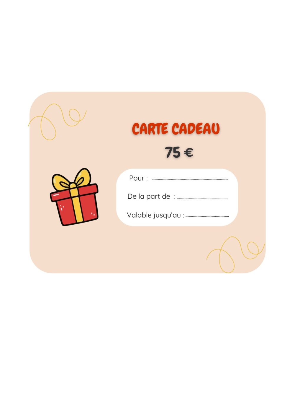 carte cadeau 75 €