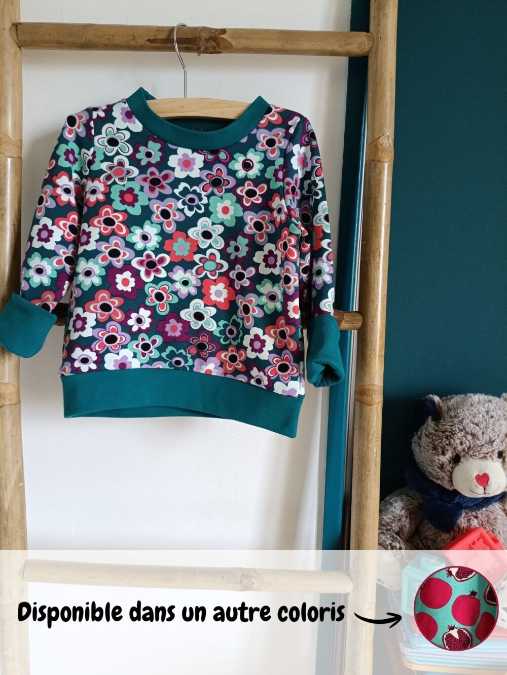 sweat bébé évolutif fleurs