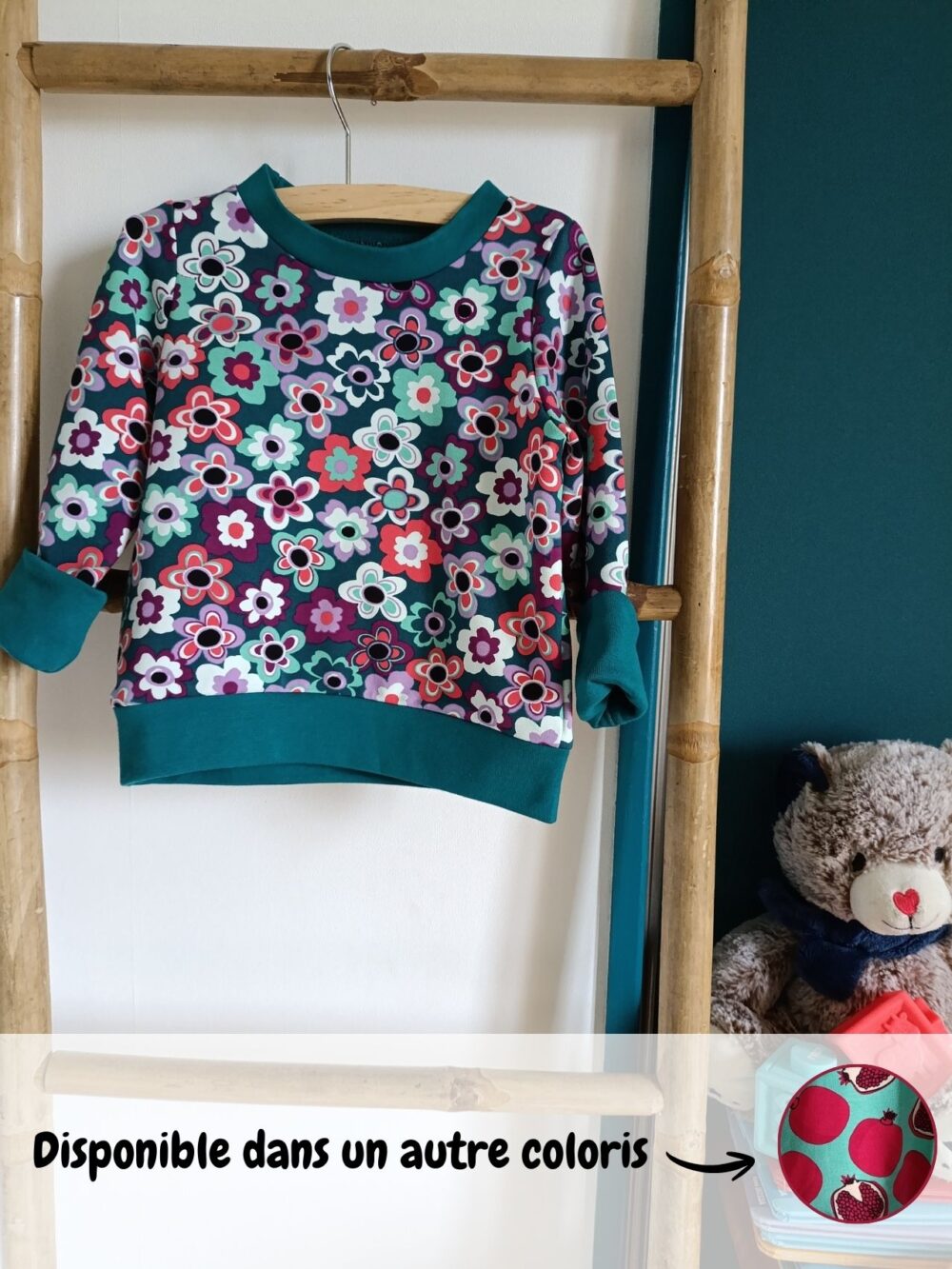 sweat bébé évolutif fleurs