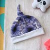 bonnet de naissance évolutif - fleurs violettes