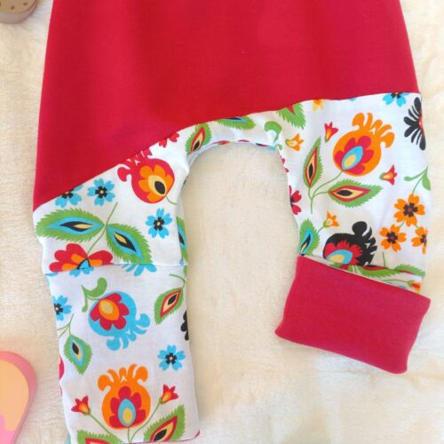 legging bébé évolutif bordeaux fleurs de printemps zoom